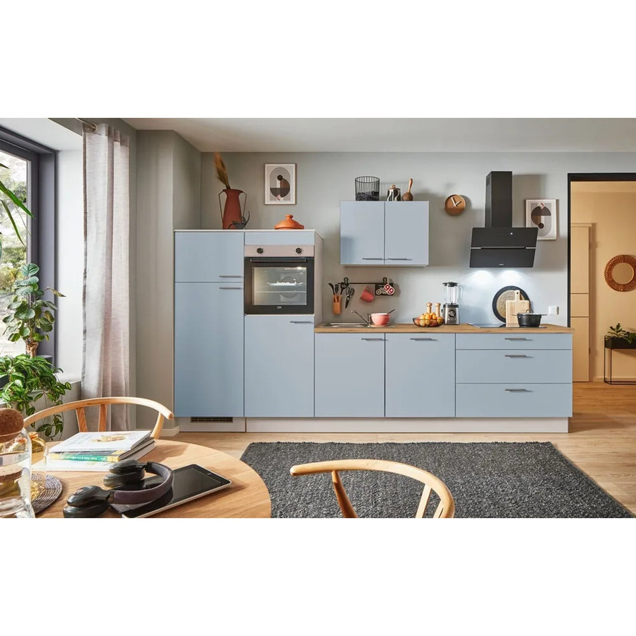 pino Küchenzeile Pastellblau mit 2 Geräteschränken, Breite: 310 cm, Höhe: 174 cm, Tiefe: 60 cm - Bild 2