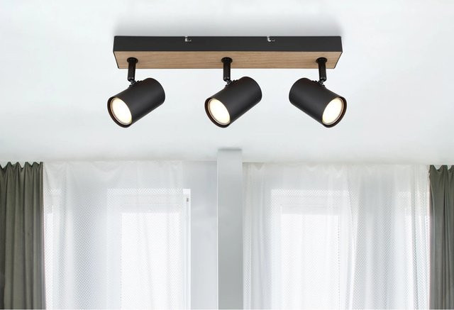 Globo Strahler Robby 3-flammig Schwarz matt B/T/H: 41 x 6 x 13,5 cm - Bild 1
