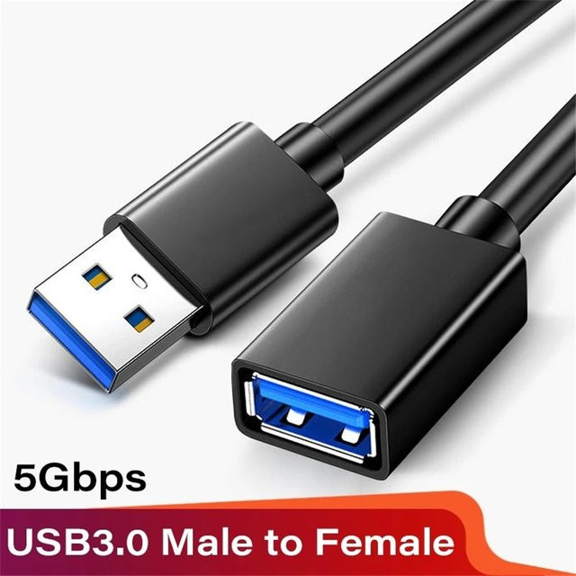 USB 3.0 Verlängerungskabel Stecker auf Buchse in Schwarz für schnelle Datenübertragung und Smart TV Zubehör - Bild 1