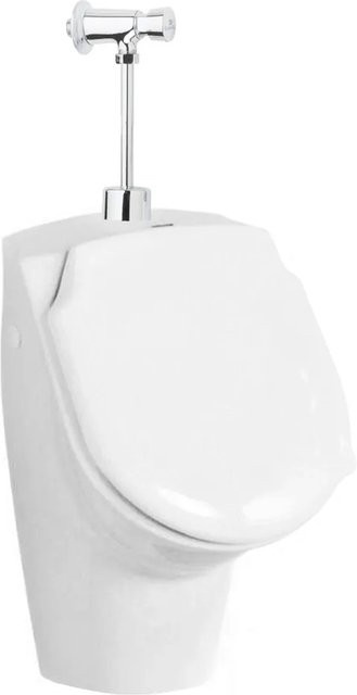 BÄDER BOUTIQUE Wandmontiertes Urinalbecken in Weiß mit Hygiene-Glasur, Deckel und Druckspüler - Bild 1
