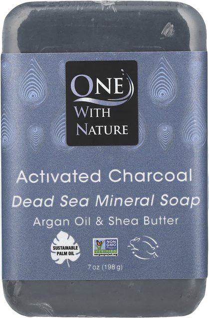 One with Nature Dreifach gemahlene Mineralseife mit Aktivkohle, 200 g - Bild 1