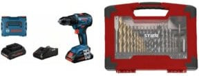 Bosch Akku-Bohrschrauber GSR 18V-55 Set mit 2x 4,0Ah ProCORE18V Akkus, Ladegerät und 100-teiligem Zubehör-Set aus TiN-Bohrer, Säge- und Bit-Set - Bild 1