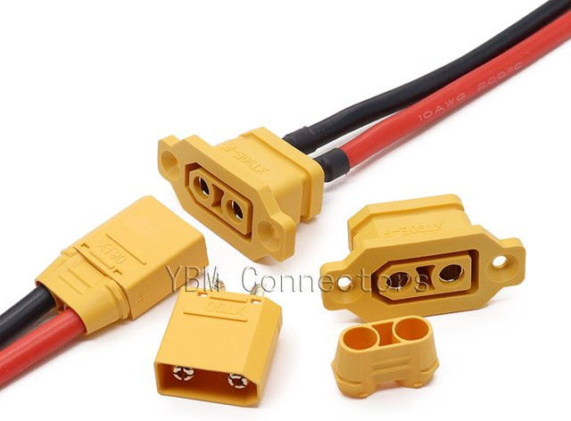 XT90E-F Lithium-Batterie Lade Stecker Gelb mit vergoldeter Buchse als fester weiblicher XT90 Stecker - Bild 1