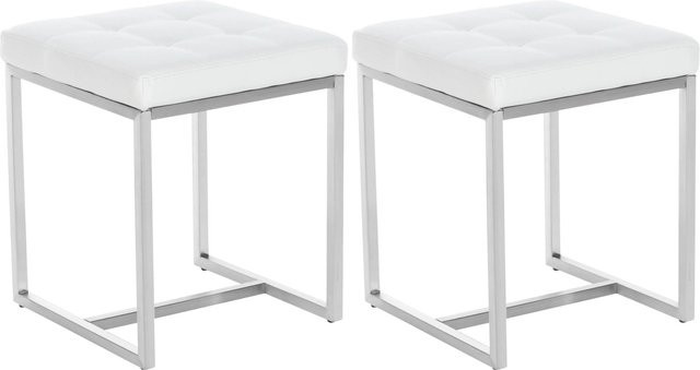 DELUKE 2er Set VELAN Sitzhocker aus Kunstleder in Weiß, H x B x T: 48 x 40 x 40 cm - Bild 1