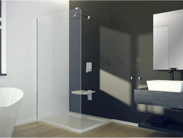 KOLMAN Walk-in-Duschwand aus Transparentglas mit Chromprofil, B/H: 120 x 195 cm, Glasstärke: 8 mm - Bild 1