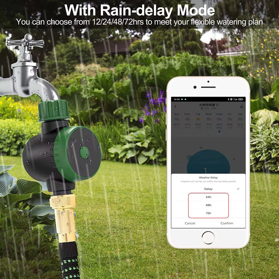 Tuya WIFI Smart Garten Bewässerungssystem mit automatischem Bewässerungs-Timer und Tropfbewässerungs-Wasserventil in Grün, 3/4 Zoll - Bild 4