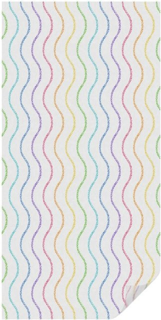 Tulup Fensterfolie Regenbogenlinien Sichtschutz Milchglasoptik, Farbe: Weiß/Mehrfarbig, Breite: 50 cm, Höhe: 100 cm - Bild 1