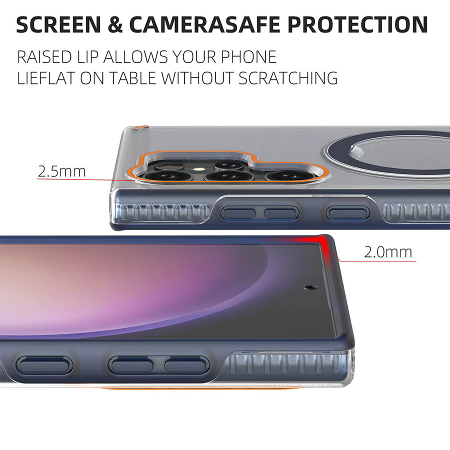 Stoßfeste Magnetische Schutzhülle mit Standhalterung für Samsung Galaxy S25, S24 Plus und S24 Ultra in Blau, kompatibel mit MagSafe für kabelloses Laden, Matte PC Rückseiten-Abdeckung - Bild 3