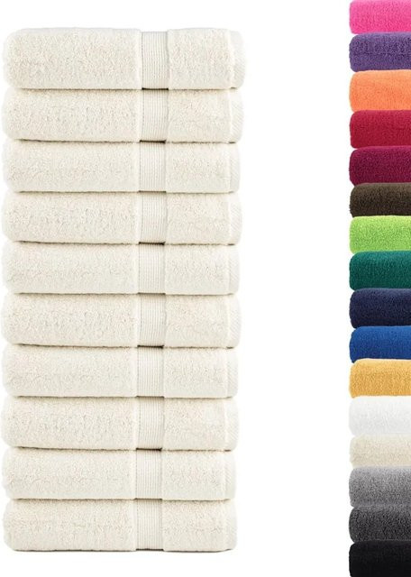 vidaXL Premium-Handtücher SOLUND, 10er Set, Cremeweiß, Baumwolle, B/H: 50 x 100 cm, 600 g/m² - Bild 1