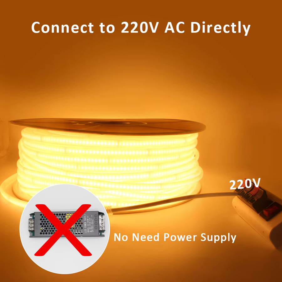 MJJC COB LED Streifen Licht IP67 Wasserdicht mit EU Stecker, 240 Leds/m, Weiß - Bild 5