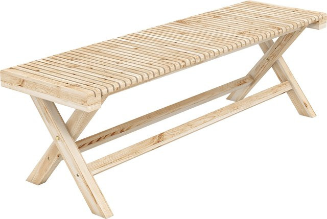 Outsunny Gartenbank aus Massivholz in Braun mit Latten-Sitzfläche ohne Rückenlehne, B/T/H: 140 x 40 x 43 cm - Bild 1