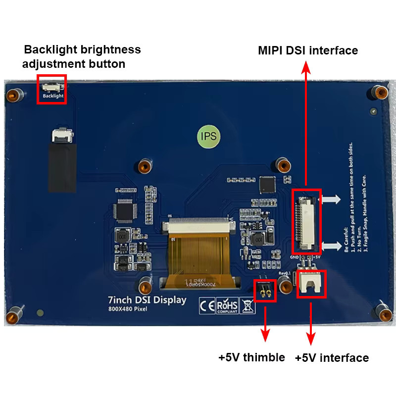 7 Zoll MIPI DSI Display mit IPS Panel und kapazitivem Touchscreen für Raspberry Pi - Bild 3