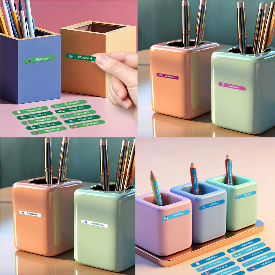 Personalisierte Namensaufkleber für Schulbedarf in Multicolour und Purple, individuelle Namensetiketten mit 3,6 cm Durchmesser zur Beschriftung von Wasserflaschen und Lunchboxen - Bild 5