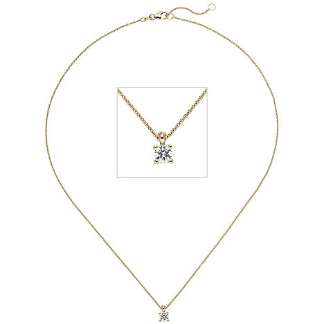 Colfem Collier Kette mit Anhänger, 585 Gelbgold, Diamant, 45 cm - Bild 1