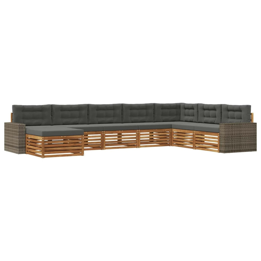 vidaXL Outdoor-Sofagarnitur aus Akazienholz mit 8 Kissen in Natur und Anthrazit - Bild 2
