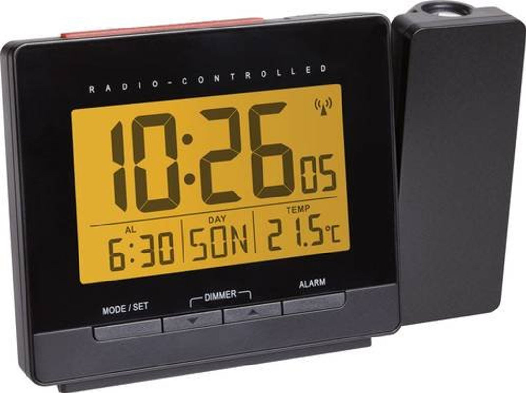 TFA Dostmann Funk Wecker Digital Schwarz mit Thermometer, Datumsanzeige und Beleuchtung - Bild 1
