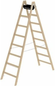 MUNK Holz-Stehleiter mit 8 Sprossen aus Holz und Stahl - Bild 2