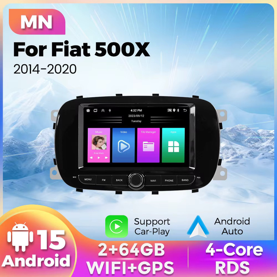 NAVIFANS Android 15 Multimedia Player für Fiat 500x (2014-2020) mit Carplay, Android Auto, WIFI und GPS Navigation in Schwarz - Bild 2