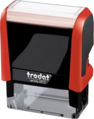 Trodat Printy 4912 Adress-Stempel mit Selbstfärbung, Gehäusefarbe Rot und Stempelabdruckfarbe Schwarz - Bild 1