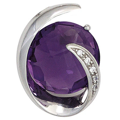 Colfem Anhänger 585 Weißgold, Amethyst, Diamant - Bild 1