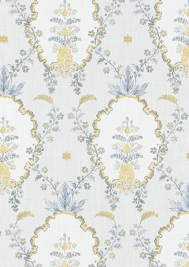 Lewis & Wood Tapete Vallance Blue Citrine in Multicolour mit floralem Botanical-Design - Bild 1