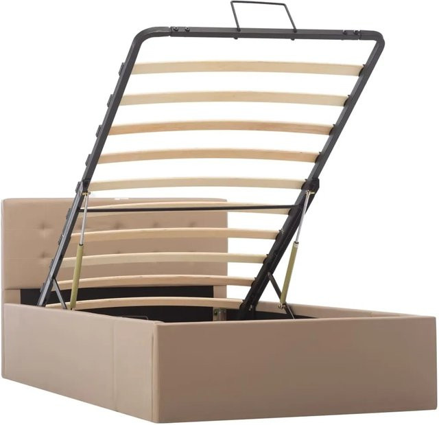 vidaXL Stauraumbett mit Hydraulik in Cappuccino-Braun aus Kunstleder, B/T/H: 100 x 200 cm - Bild 1