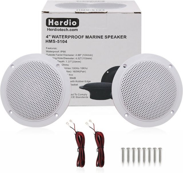 Herdio 4-Zoll-Deckenlautsprecher 160W Wasserdichtes Surround-Sound In-Wall Set, Farbe: Schwarz, 2er-Pack - Bild 1