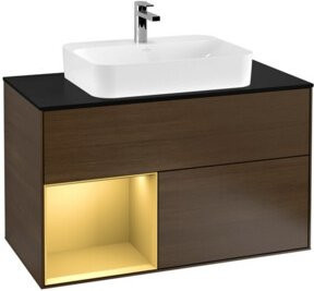 V&B Waschtischunterschrank Finion 100 mit Regal links, Farbe: Walnuss, B/T/H: 100 x 50,1 x 50,1 cm - Bild 1