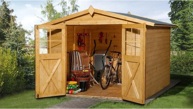 WEKA Gartenhaus aus Fichtenholz mit Satteldach in Beige, B/H/T: 290 x 221 x 217 cm - Bild 1