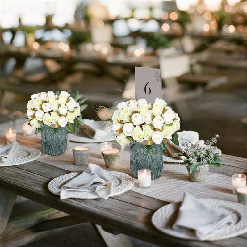24 Stück Künstliche Rosen aus Seidentuch in Weiß und Blau für Hochzeit, Party und Dekoration - Bild 1
