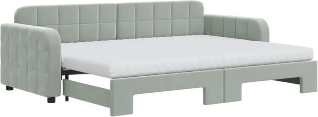 vidaXL Tagesbett ausziehbar mit Matratze in Hellgrau aus Samt, B/T/H: 200 x 80 x 71 cm - Bild 1