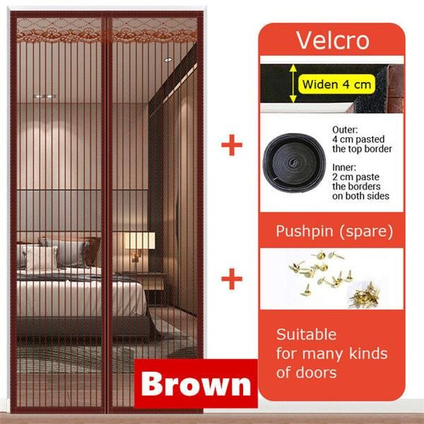 HOME369 Magnetisches Moskitonetz für die Tür, werkzeugloser Insektenschutz mit automatischem Verschluss, Farbe: Braun, B x H: 70 x 200 cm - Bild 1