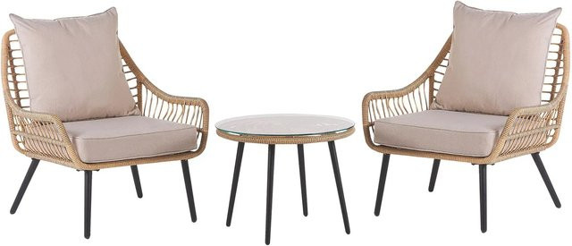 Beliani Bistro Set LAURETO in Beige und Schwarz für Balkon, Terrasse oder Garten, B/T/H: 85 x 76 x 86 cm - Bild 1