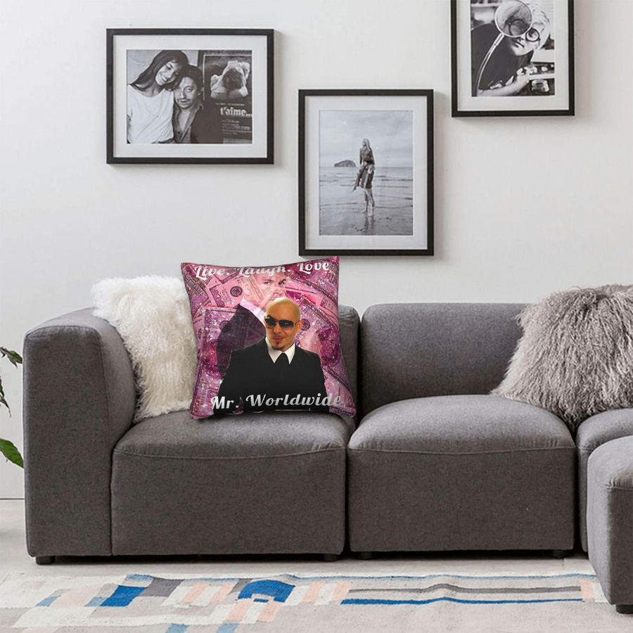 Lustiger Kissenbezug Mr Worldwide Pitbull 305 Design, quadratische Wurfkissenhülle in Multicolor, B/B/H: 45 x 45 cm - Bild 5