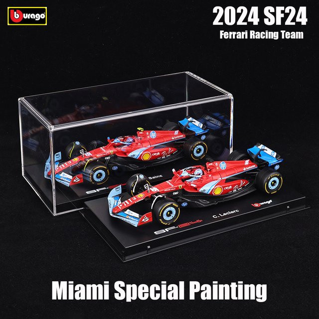 Bburago Ferrari SF24 Miami Grand Prix, Automodell, 1:43, ab 14 Jahren - Bild 1