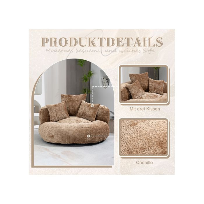 MUVOE Lazy Boy Sofa aus braunem Chenille mit hoher Rückenlehne - Bild 2