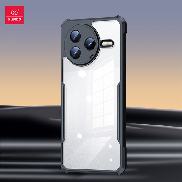 Xundd Schutzhülle für POCO F7 Pro und F7 Ultra, transparente Hybrid-Schale aus PC und TPU mit stoßfestem Airbag-Design und Kameraschutz, gestreift, transparent/schwarz - Bild 1