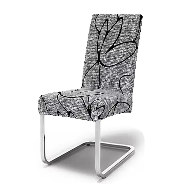 WANERQU Esszimmer Stuhl Schonbezug mit geometrischem Print, grau, elastisch und rutschfest - Bild 1