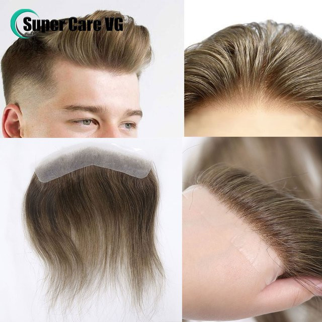 Bfirehair Herren-Toupet, braun, gerades Echthaar, V-Stil, 15 cm - Bild 1