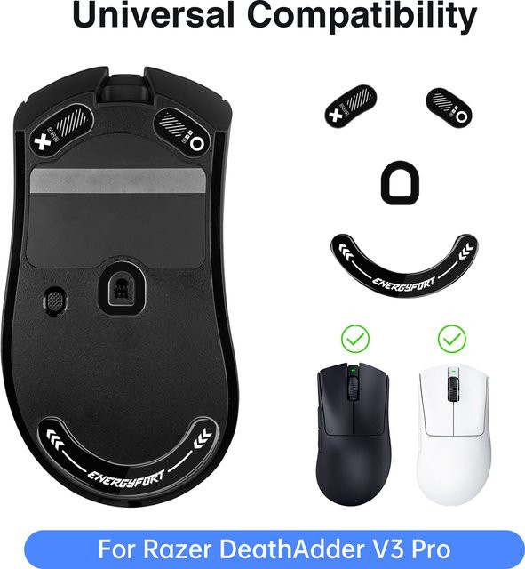 Glatte Glas-Mausfüße als Ersatz für Razer DeathAdder V3 Pro in Weiß und Transparent - Bild 1