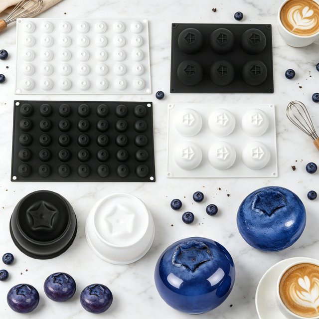 Meibum Backform aus Gummisilikon in Blaubeer-Optik für Mousse, Schokolade und Pudding - Bild 1