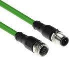 ACT Industrial Sensorleitung M12D 4-Pin Stecker auf M12D 4-Pin Stecker, Superflex Xtreme TPE, geschirmt, Schwarz/Grün, Länge: 5,00 m (SC4502) - Bild 1