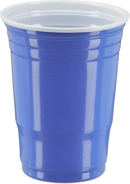 Relaxdays Beer Pong Becher Set, 50 Stück, Blau, Wiederverwendbarer Kunststoff, 473 ml pro Becher - Bild 1