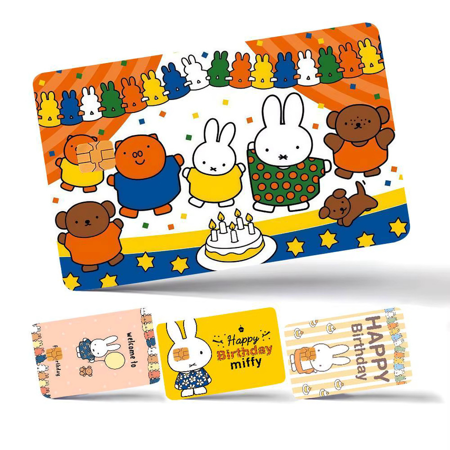 Miffy Cartoon Aufkleber für Kreditkarten in Multicolour mit Anime-Manga-Design auf Leinwandstruktur - Bild 2
