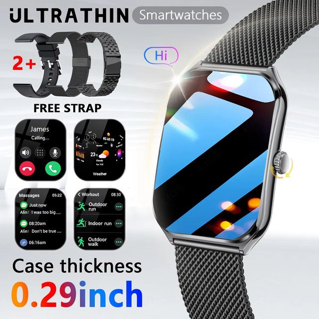 BOALZETD Smartwatch für Damen mit 1,96 Zoll AMOLED-Display, GPS, Bluetooth-Anruffunktion und Herzfrequenzmesser in Schwarz - Bild 1