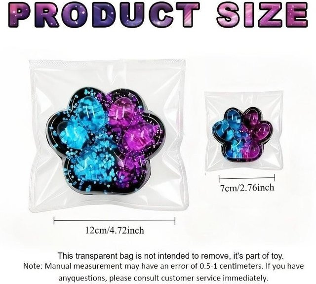 Katzenpfote Squishy, Schwarz Blau Lila Glitzer, Weich TPR, Quetschspielzeug - Bild 1