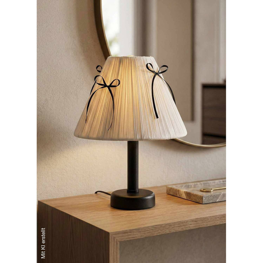Opviq Tischleuchte aus Metall in Beige und Schwarz, Modernes Design für Wohnzimmer oder Home Office, B/H/T: 25 x 35 x 25 cm - Bild 2
