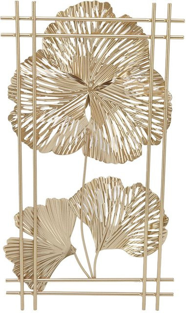 CosyHome 3D Wandskulptur Ginkgoblatt aus Eisen in Gold, Modern Minimalistisch, Breite: 45,0 cm, Höhe: 25,0 cm, Tiefe: 25,0 cm - Bild 1