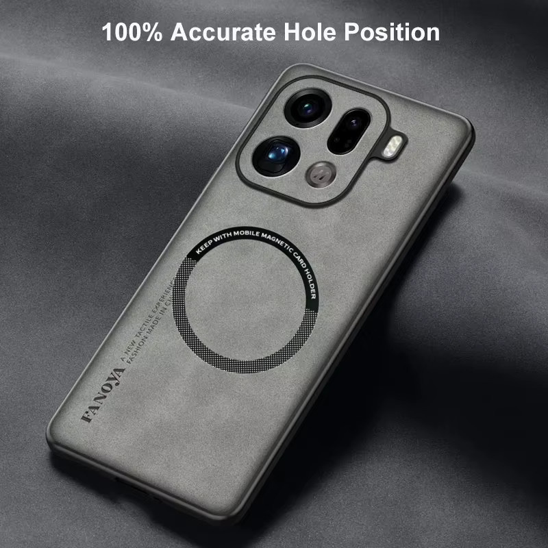 Magnetische Business Schutzhülle aus Schafsleder für OPPO Find X9 und X9Pro in Grau - Bild 2