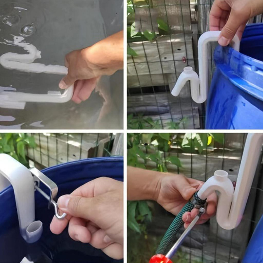 Super Lucky Market Regenwasser-Umleitungs- und Überlauf-Set mit selbstansaugendem Siphon-Schlauch in Weiß - Bild 3